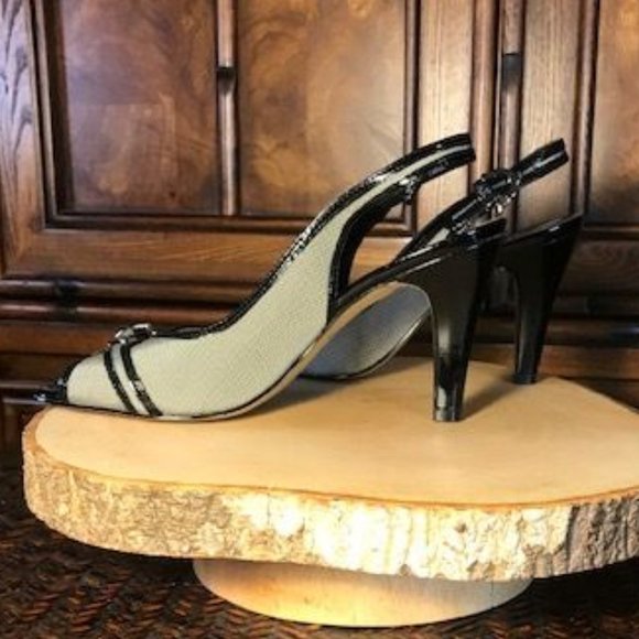 Anne Klein Micro Check Signature Open Toe Slings - Picture 6 of 9